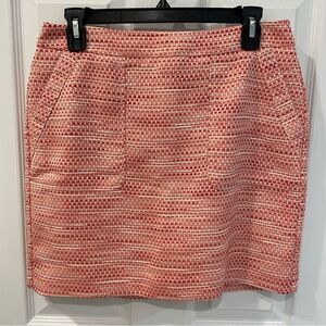 LOFT Ann Taylor Orange Red Patterned Mini Skirt With Pockets Women’s Size 6